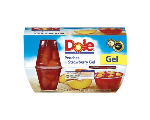 Dole Peach in Strawberry Gel, 4.3 Ounce - 4 per pack -- 6 packs per case.