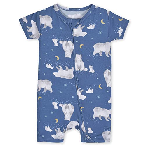 Gerber Unisex Baby Buttery Soft Short Sleeve Romper with Viscose Made from Eucalyptus, Polar Bear, 18 Months