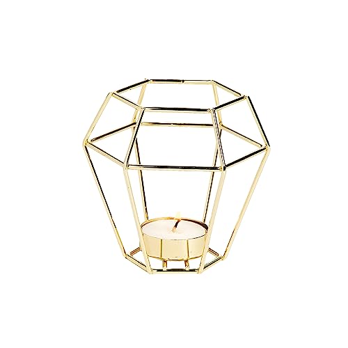 Sedlav Gold Wire Geometric Tea Light Candle Holders - Elegant and Chic Design for Wedding Centerpieces, Home Decor - Versatile Metallic Candle Holders for Tea Lights and Special Occasions