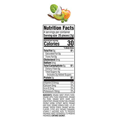 Happy Creamies Baby Organics Creamies Freeze-Dried Veggie & Fruit Snacks with Coconut Milk, Apple Spinach Pea & Kiwi, 1 Ounce (Pack of 8)