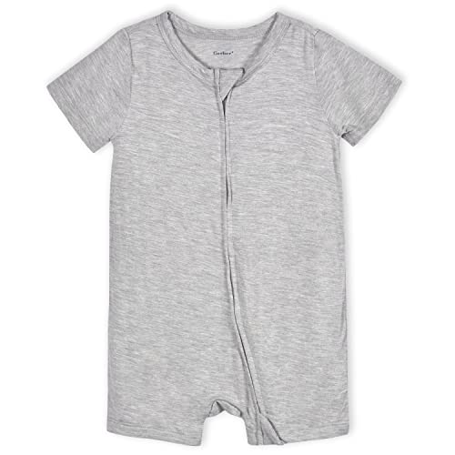 Gerber Unisex Baby Buttery Soft Short Sleeve Romper with Viscose Made from Eucalyptus, Grey Heather, 6-9 Months