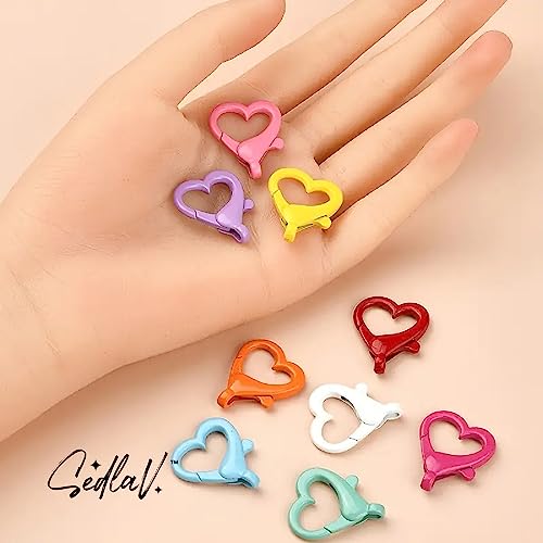 SEDLAV Unique Colors of Spray-Painted Zinc Alloy Love Lobster Clasp(20Pcs) - Lobster Clasps for Jewelry Making, Heart Shaped Swivel Clasps Keychain Clip Hook - Eye-catching Key Chain Rings