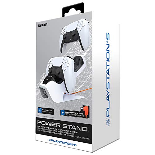 Bionik Power Stand for Playstation 5: Dual PS5 Controller Charging Station with Overcharger Protection - Power Adapter Included (BNK-9067) - Playstation 5