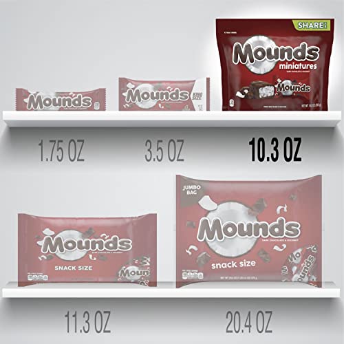 MOUNDS Miniatures Dark Chocolate and Coconut Candy Bars, Gluten Free, Individually Wrapped, 10.3 oz Share Pack