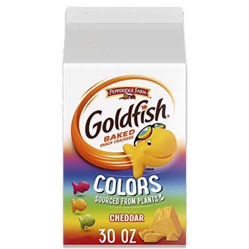 Goldfish Colors Cheddar Cheese Crackers, Baked Snack Crackers, 30 Oz Carton