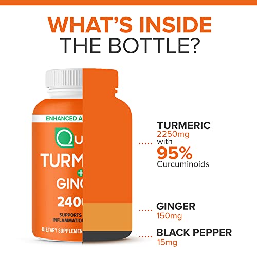 Turmeric Curcumin with Ginger and Black Pepper, Qunol 2400mg Turmeric Extract with 95% Curcuminoids,105 Count (Packaging may vary)