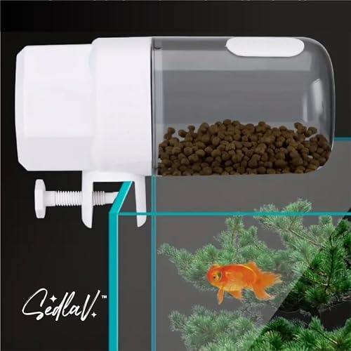 SEDLAV Automatic Fish Feeder with 3 Gears Adjustment & Large Capacity for Reduction of Environmental Waste - Battery Powered Feeder for Homes, Offices, and Large Fish Tanks