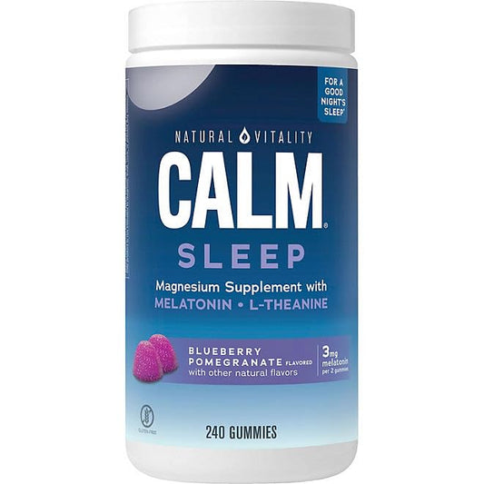 Calm Sleep Magnesium SUPLLEMENT with MELATONIN BLUBERRY POMGRANT Flavored 240 Gummies