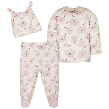 Gerber Baby 3-Piece Shirt, Footed Pant, and Cap Set - Bunny