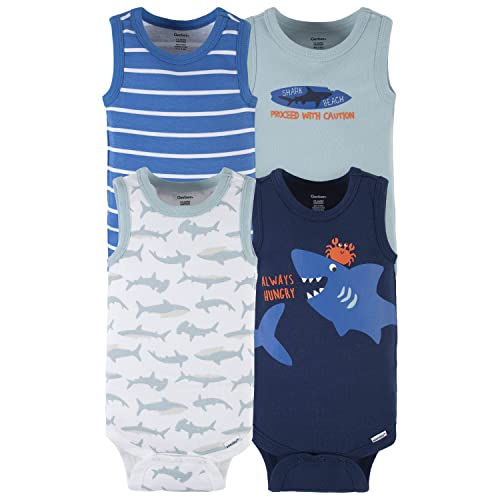 Gerber Baby Boys Multi-Pack Sleeveless Onesies Bodysuit Blue Shark 3-6 Months