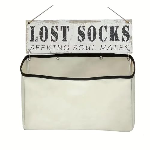 SEDLAV Lost Socks Bag for Laundry Room - Large Capacity for Mismatched Socks - Stylish Print Wall Decor with Humorous Text - Ideal Room Decor to Reduce Clutter