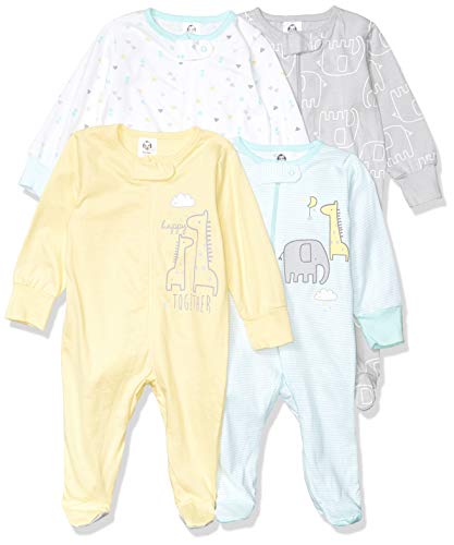 Gerber Unisex Baby 4 Pack Sleep 'N Play Footie Animals Green 6-9 Months