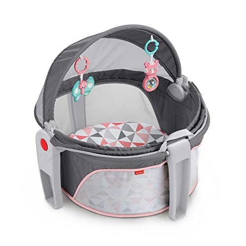 Fisher-Price Baby Portable Bassinet and Play Space On-the-Go Baby Dome with Developmental Toys and Canopy, Rosy Windmill (Amazon Exclusive)