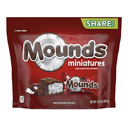 MOUNDS Miniatures Dark Chocolate and Coconut Candy Bars, Gluten Free, Individually Wrapped, 10.3 oz Share Pack