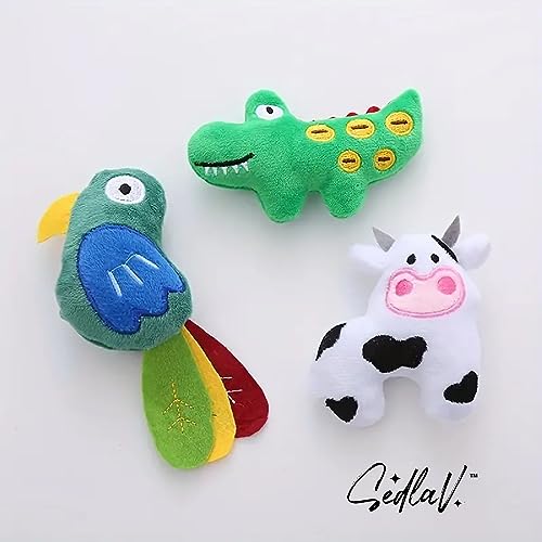 SEDLAV Smart Interactive Catnip Toy – Plush Chew Toy Cow for Cats, Teeth Grinding, Flapping Bird, Fish & Frisbee Ball Designs - Ideal for Training & Soothing - Soft, Durable Pet Toy