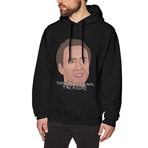 ROUND Mens Nicolas Cage 'Face Off Humor Novelty Sarcasm Funny Black XXL Hoodie Sweatshirt