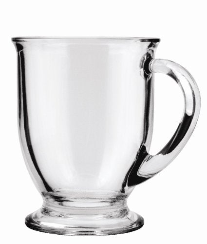 Anchor Hocking Glass 16 Ounce Cafe Mug, Set of 4, 4-Pack, Clear