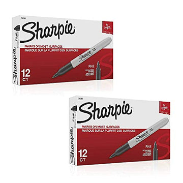 Sharpie Permanent Markers, Fine Point, Black Ink 24 Count