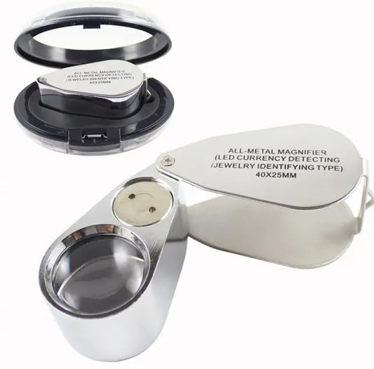 SEDLAV 40X Foldable Magnifier with LED and UV Light Jewelry Loupe for Inspection and Appraisal