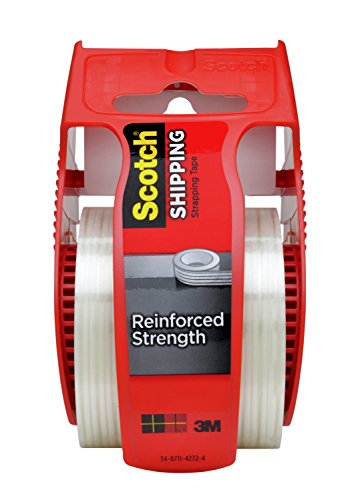 Scotch Reinforced Strength Shipping Strapping Tape with Dispenser, Clear, 1.88