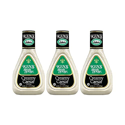 Ken’s Steakhouse Dressing, Creamy Caesar Dressing, Gluten Free Dressing for Salads or Spreads, 16 FL OZ Bottle (Pack of 3 Bottles)