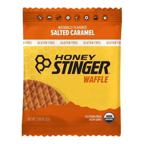 Honey Stinger Organic Gluten Free Salted Caramel Waffle | Energy Stroopwafel for Exercise, Endurance and Performance | Sports Nutrition for Home & Gym, Pre & Post Workout | Box of 16 Waffles, 16 Count (Pack of 1)