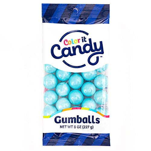 Color It Candy Shimmer Powder Blue 1 inch Gumballs 8 Ounce Peg Bag - Perfect For Table Centerpieces, Weddings, Birthdays, Candy Buffets, & Party Favors.