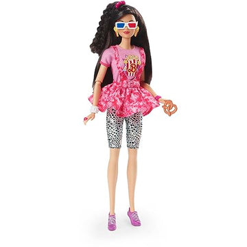 Barbie Doll, Black Hair, 80s-Inspired Movie Night, Barbie Rewind Series, Nostalgic Collectibles, Clothes and Accessories