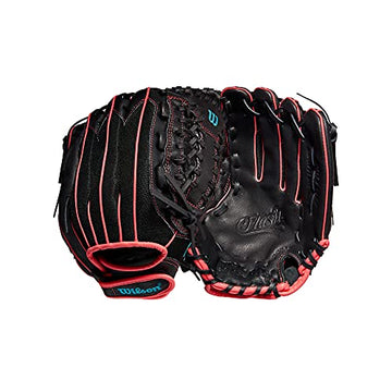Wilson 2022 A440 Flash 12" Fastpitch Outfield Glove - Right Hand Throw, Black/Pink/Tropical Blue