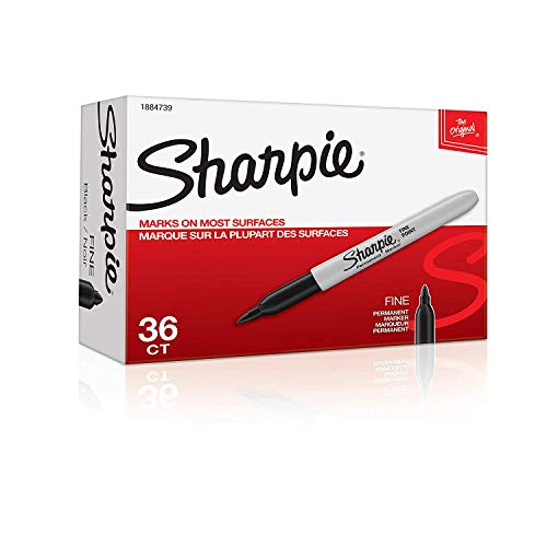 Sharpie Permanent Markers, Fine Point, Black, 36 Count New Version