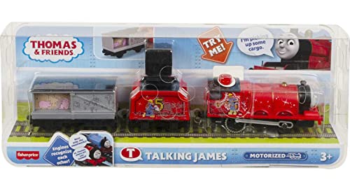 Thomas & Friends Talking James, Battery Powered Motorized Toy Train Engine with Character Sounds and Phrases for Preschool Kids 3 Years and up
