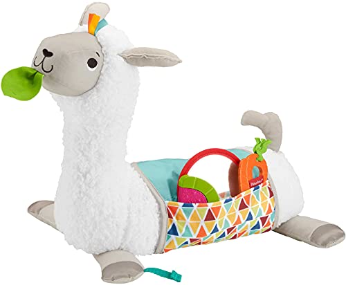Fisher-Price Baby Plush Baby Wedge Grow-With-Me Tummy Time Llama With 3 Take-Along Toys For Sensory Play