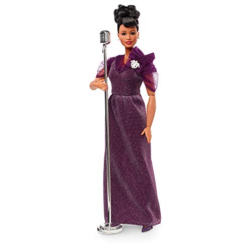 Barbie Inspiring Women Series Ella Fitzgerald Collectible Doll, Approx. 12-in, Wearing Purple Gown, with Microphone, Doll Stand and Certificate of Authenticity