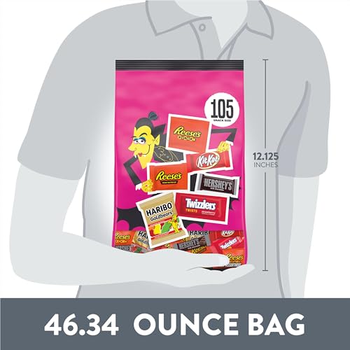 Hershey Assorted Flavored Snack Size, Halloween Candy Variety Bag, 46.34 oz (105 Pieces)