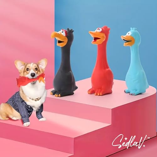 SEDLAV Screaming Chicken Dog Toy - Interactive Rubber Squeeze Sound Toy for Kids and Dogs - Resistant and Funny Chew Bite Toy for Parties and Training.