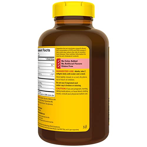 Nature Made Burp Less Fish Oil 1000 mg Softgels, Omega 3 Fish Oil for Healthy Heart Support, Omega 3 Supplement with 150 Softgels, 75 Day Supply