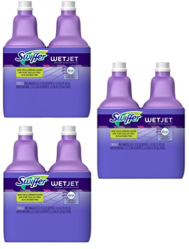 Swiffer WetJet Multi-Purpose Floor and Hardwood Cleaner Solution with Febreze Refill, Lavendar Vanilla and Comfort Scent, odIuWd 1.25 Liter (6 Pack)