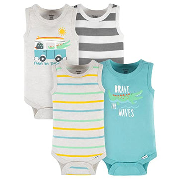 Gerber Baby Boys Multi-Pack Sleeveless Onesies Bodysuit Fun In The Sun Grey 3-6 Months