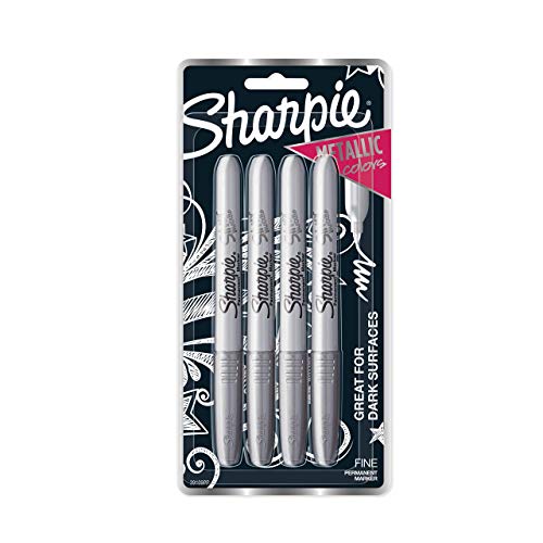 Metallic Permanent Markers, Fine Point, Silver, 4 Count