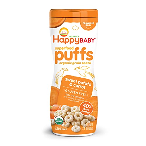 Happy Baby Organic Superfood Puffs, Sweet Potato & Carrot, 2.1 Ounce (Pack of 6)