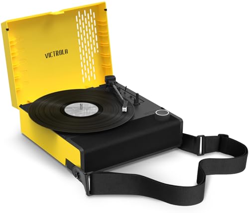 Victrola Revolution GO 3-Speed Bluetooth Portable Rechargeable Record Player with Built-in Speakers | Yellow VSC-750SB-YEL