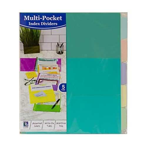 C-Line Bright Multi-Pocket 5-tab Index Dividers