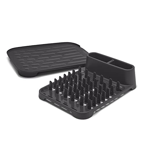 Rubbermaid Dish Drying Rack with Drainboard, Raven Grey, 2-Piece Set