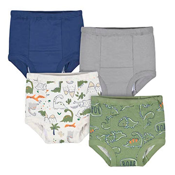 Gerber Baby Boys Infant Toddler 4 Pack Potty Training Pants Underwear Dino Green and Navy 2T