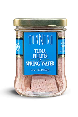 Tonnino Tuna Fillets Low Calorie and Gluten Free Yellowfin Jarred Premium Tuna in Spring Water 6.7 oz (Pack of 2)