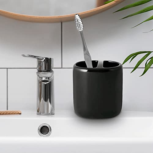 SEDLAV Toothbrush Holder, Ceramic Toothbrush Holder, Toothbrush Holders for bathrooms, Toothbrush Holders (Black)