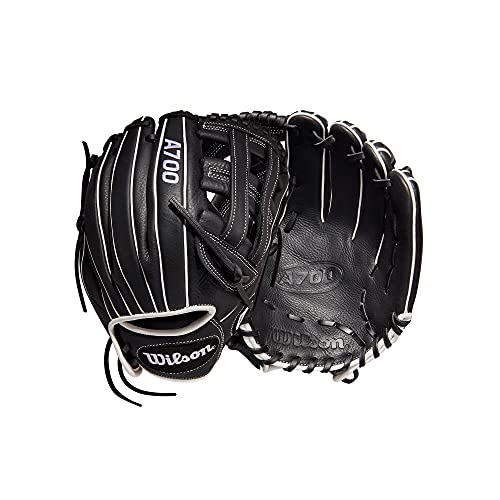 Wilson 2022 A700 12" Fastpitch Infield Glove - Left Hand Throw, Black/White