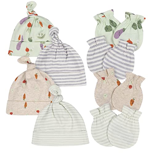 Gerber Unisex Baby Cap and Mitten Sets Happy Veggies 0-3 Months