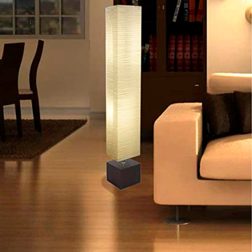 SEDLAV Floor Lamp with Dark Wood Color Base, Bulb and Rice Paper Material Shade