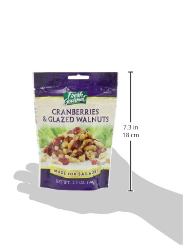 Fresh Gourmet Dried Cranberries & Glazed Walnuts | 3.5 Ounce, Pack of 9 | Crunchy Snack and Salad Topper